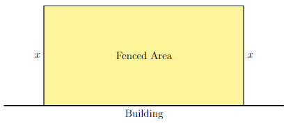 Rectangular region enclosed by a fence on three sides